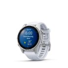 Garmin 010-02903-00 fenix 8 AMOLED (43mm) fehér szilikon pántos ezüst okosóra