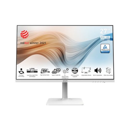 MSI Monitor Business Modern MD272XPW 27" FHD, 1920x1080, 100Hz, IPS, 1000:1 CR,300cd/m2, 1 ms, HDMI, DP, USB-C, White