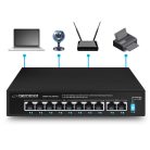 Esperanza 8 portos PoE switch 10/100/1000 Matrix-szal és 2 uplink porttal - ENS108