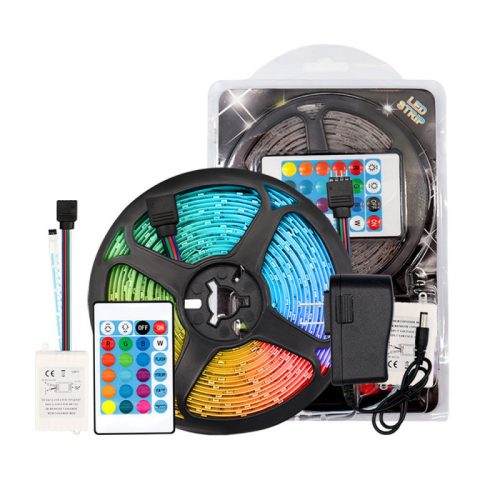 5méteres RGB led szalag táppal és távírányitóval