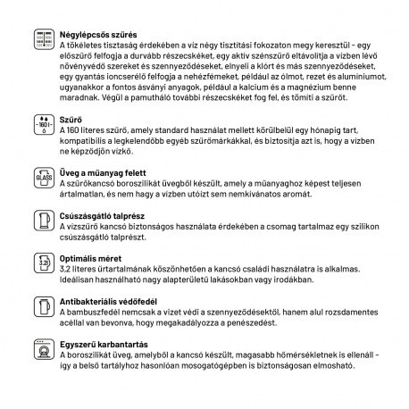 Lauben Glass Water Filter Jug 32GW Vízszűrő kancsó