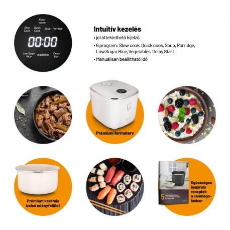 Lauben Low Sugar Rice Cooker 3000WT, Multifunkciós rizsfőző, térfogat 3 l, low sugar funkció