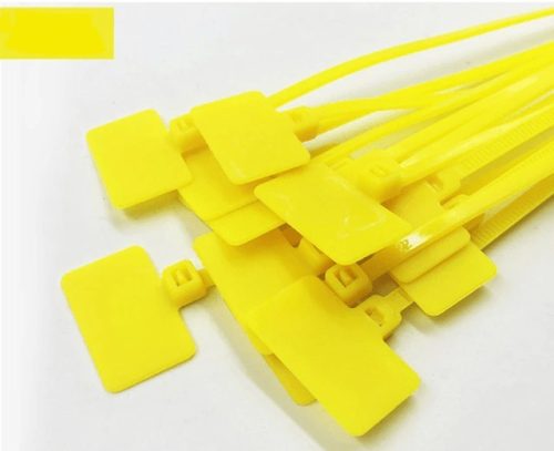 Színes címkés kábelkötegelő (100 db) - Sárga
