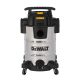 DeWALT DXV30SAPTA száraz-nedves porszívó, rozsdamentes váz, készülékcsatlakozóval, 30 liter, 15 Kpa, 37,8 l/s, 8 tartozék, 1050 