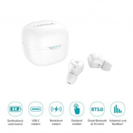 LAMAX Dots2 Touch White TWS Érintőgombos vezeték nélküli fülhallgató fehér