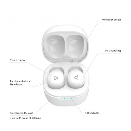 LAMAX Dots2 Touch White TWS Érintőgombos vezeték nélküli fülhallgató fehér