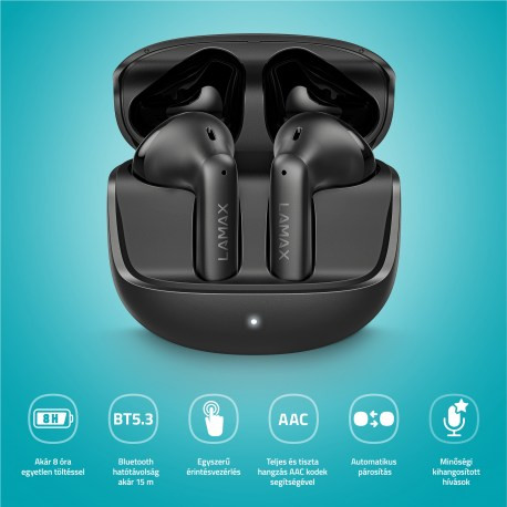 LAMAX Tones1 Black vezeték nélküli fülhallgató fekete