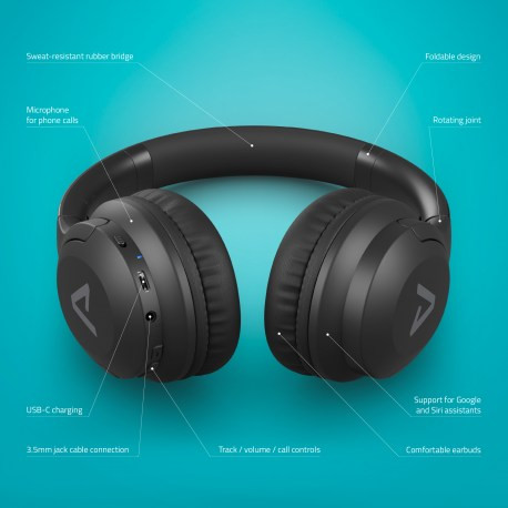 LAMAX Base2 vezeték nélküli fejhallgató BeatBass® 40mm membrán