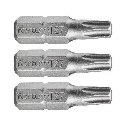 FORTUM behajtóhegy TORX, 3 db, S2 acél; T 20×25mm, bliszteren