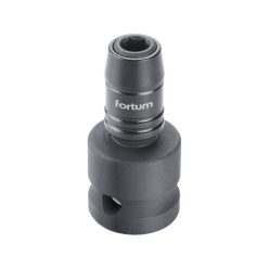   FORTUM adapter, impakt 1/4' BIT-ek gépi befogásához, 1/2' gépi befogás, gyorskioldóval, CrMoV, hossz: 49 mm