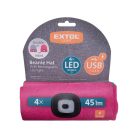 EXTOL LIGHT sapka, szürke/pink, kötött, kivehető LED homloklámpával, 4×45 Lumen; USB tölthető Li-ion, 3funkció (100%-75%-50% fén