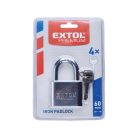 EXTOL PREMIUM lakat, vas, nikkel, 4db kulcs; 60mm, edzett acél kengyel, szárátmérő: 11mm