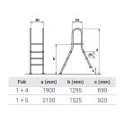 Rozsdamentes kétágú létra 1 + 5 fokos, 1.5 m magas - megnövelt stabilitású design