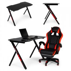   Játékasztal, gamer számítógép asztal - nagy felület, RGB világítás, ergonomikus design, modern stílus