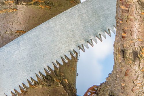 VERTO Ágvágó fűrész, fűrészlap: 350mm, 7 TPI, övre csatolható védőtokkal 15G101