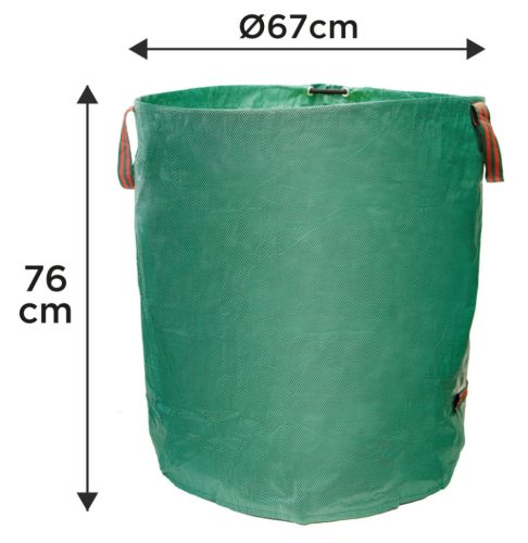 VERTO Kerti hulladék és levélgyűjtő zsák 270 L, 150 g/m2, PP, párnázott peremmel, 3 fogantyúval, 67 x 76cm 15G541