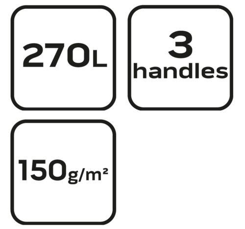 VERTO Kerti hulladék és levélgyűjtő zsák 270 L, 150 g/m2, PP, párnázott peremmel, 3 fogantyúval, 67 x 76cm 15G541