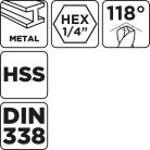 GRAPHITE Csigafúró, HSS DIN 338, 4mm, 2db/cs 54T987
