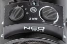 NEO TOOLS Ipari elektromos hősugárzó 3kW, állíth. üzemmód, IPX4(vizálló), állíth. szög, szabadonálló, 354 m3/h 2 év garanciával 90-068