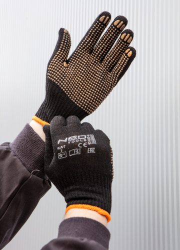 NEO TOOLS Munkakesztyű, latexbevonatú pamut poliészterrel, csúszásgátló pöttyökkel, 2143X, 10" 97-620-10