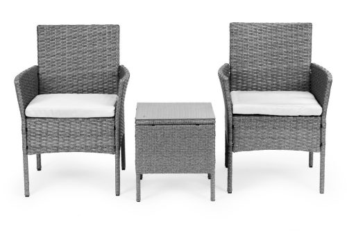 Rattan hatású kerti bútor szett – asztal és székek, szürke, MultiGarden