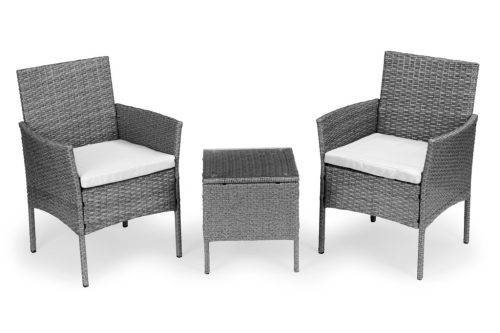 Rattan hatású kerti bútor szett – asztal és székek, szürke, MultiGarden