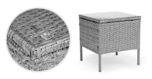 Rattan hatású kerti bútor szett – asztal és székek, szürke, MultiGarden
