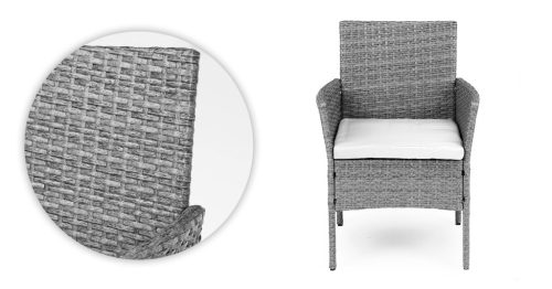 Rattan hatású kerti bútor szett – asztal és székek, szürke, MultiGarden