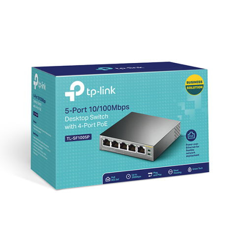 TP-LINK TL-SF1005P 5-Portos 10/100 Mbps asztali switch 4 PoE porttal