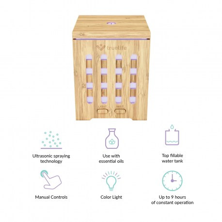 TrueLife AIR Diffuser D7 Bambusz kivitelű iIllatosító diffúzor és párásító készülék