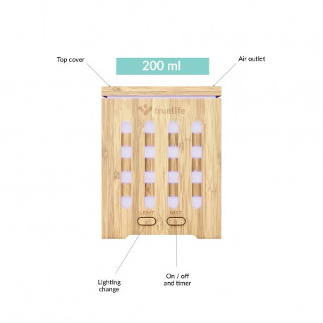TrueLife AIR Diffuser D7 Bambusz kivitelű iIllatosító diffúzor és párásító készülék