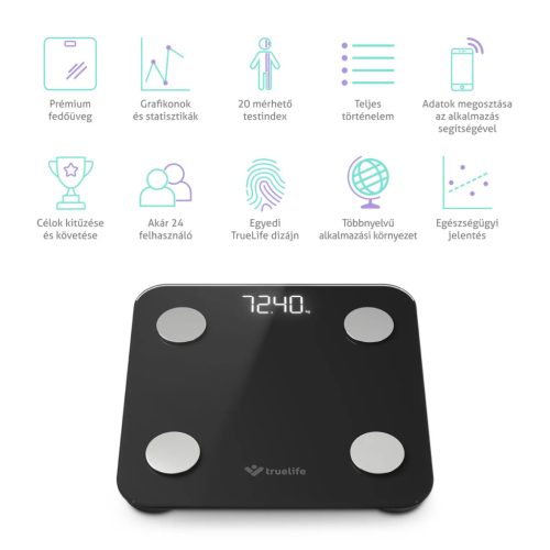 TrueLife FitScale W1 BT Fekete Okosmérleg Fehér