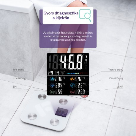 TrueLife FitScale W6 Személyes diagnosztikai bluetooth mérleg