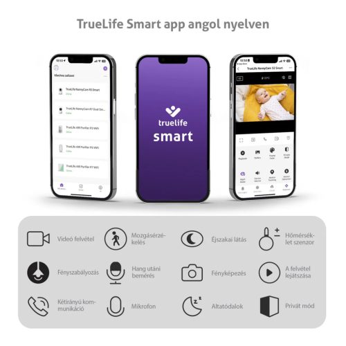 TrueLife NannyCam S3 Smart Kamerás Bébiőr TrueLife Smart alkalmazással magyar nyelven