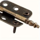 4db Antik Bronz Korona Fejű Zsanérok Csavarokkal