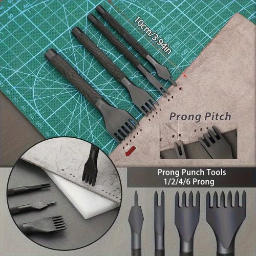 59 részes professzionális bőr kézműves szerszámkészlet - Fém bőrmegmunkáló kellékek varróhoronnyal