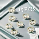 Elegáns 15 darabos Gyöngyös Szalvétagyűrű Készlet