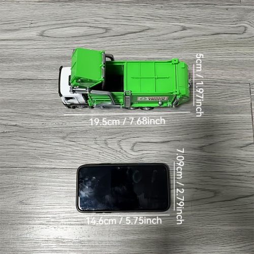 Realisztikus kukásautó játék szett szemeteskukával és oktató kártyákkal