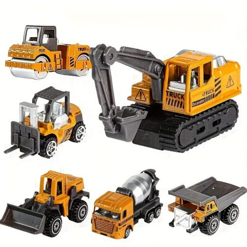 6 darabos öntött építőipari jármű játékkészlet