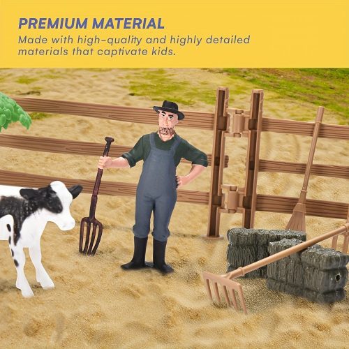 Zöld traktor és pótkocsi játékkészlet farmer kocsival