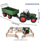 Zöld traktor és pótkocsi játékkészlet farmer kocsival
