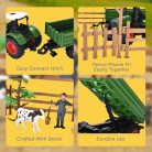 Zöld traktor és pótkocsi játékkészlet farmer kocsival