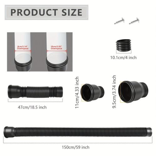 1db Kerek lefolyó hosszabbító, teleszkópos esővíz lefolyócső