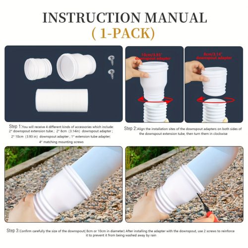 1db Kerek lefolyó hosszabbító, teleszkópos esővíz lefolyócső