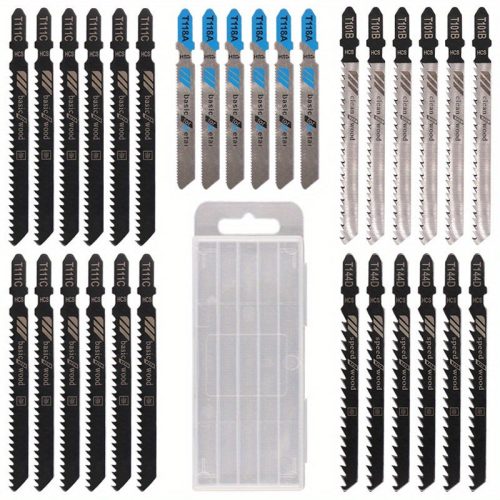 30 db különböző fűrész penge - magas széntartalmú acél, fekete és kék fogantyú