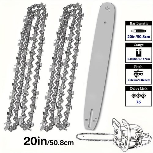 50.8cm-es láncfűrész vezető rúd és lánc készlet