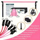 8db Készlet - Pilates Bar Készlet 4 Ellenállási Szalaggal (63.5 KG) 8 részes rózsaszín【63.5 kg】