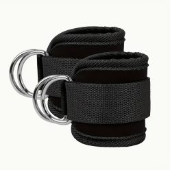   2db Állítható Légáteresztő Bokapántok Ellenállási Szalagokhoz - Tartós Poliészter Fitnesz Lábgyűrűk Fekete Színben