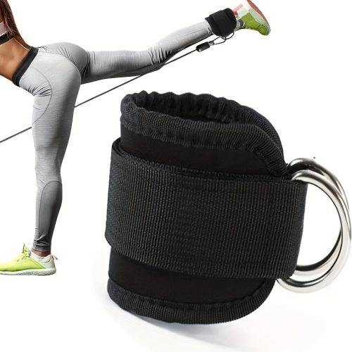 2db Állítható Légáteresztő Bokapántok Ellenállási Szalagokhoz - Tartós Poliészter Fitnesz Lábgyűrűk Fekete Színben