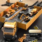 Jumbo ötvözet konténer teherautó készlet többfunkciós daruval - Sárga, kézi működtetés, tartós műanyag építőjáték fiúknak, ideális karácsonyi ajándék